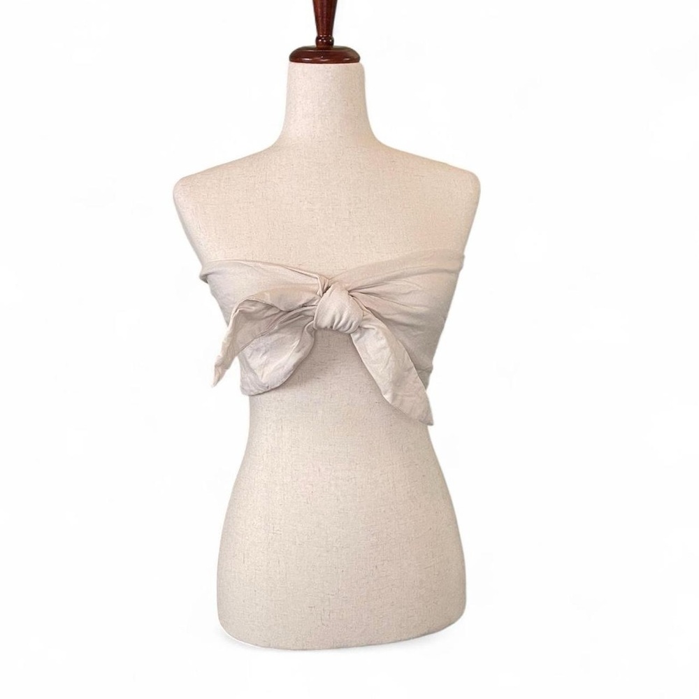 Express Cream Off-Shoulder Tie Blouse